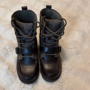 Polo by Ralph Lauren Kids Dark Brown Lace-Up Leather Boots